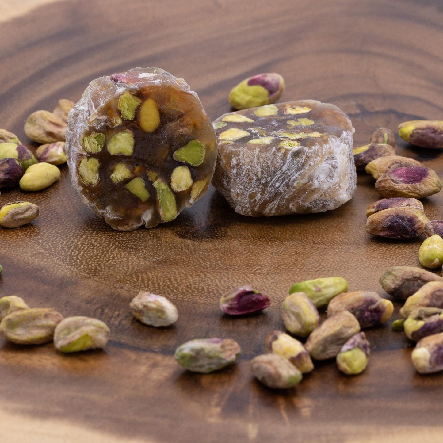 Rounded pistachio Turkish delights handmade Syrian style with extra pistachios by TAWDI