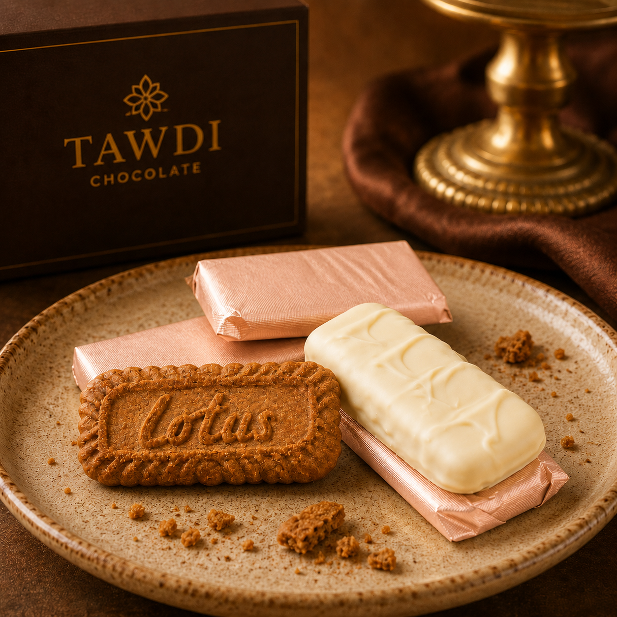 TAWDI White Chocolate–Covered Lotus Biscoff – handcrafted chocolate dipped cookies, Anaheim CA