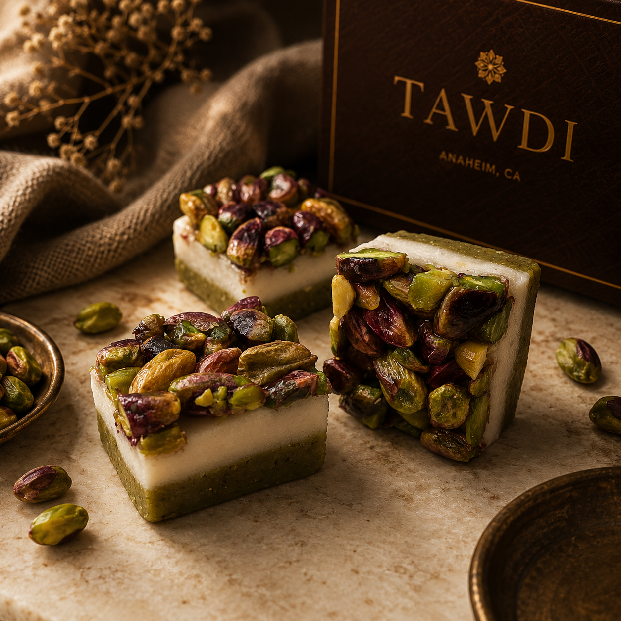 TAWDI Deluxe Pistachio-Almond Marzipan 3-Layer, 1 lb – heritage artisan marzipan, Anaheim CA