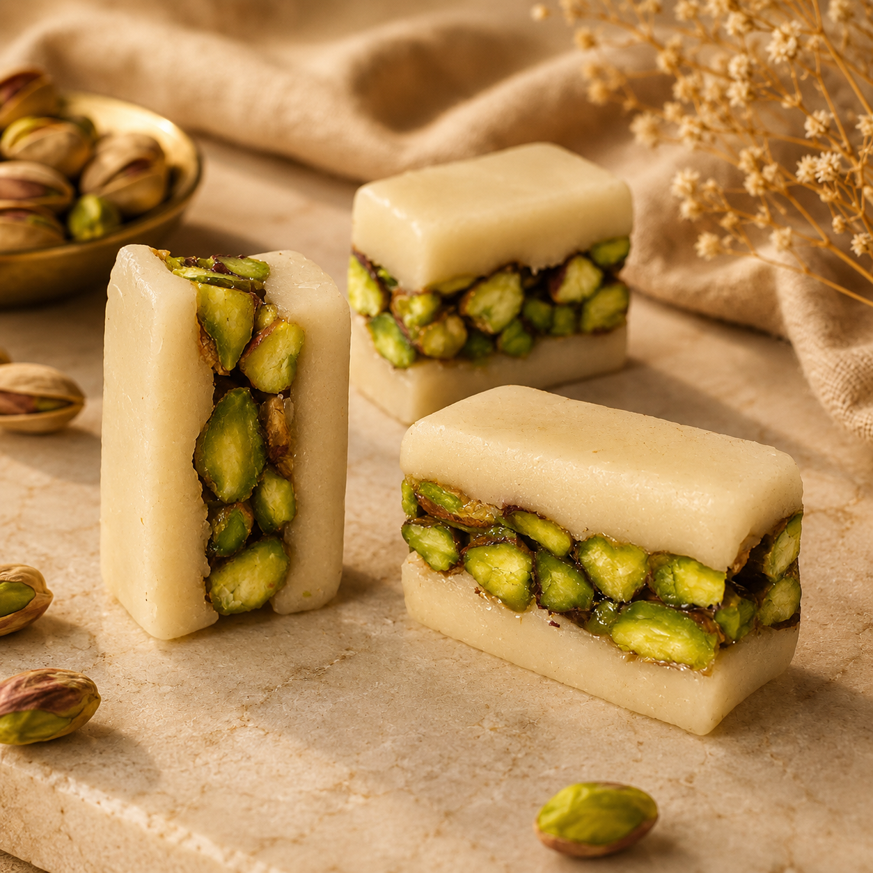TAWDI Premium Almond Marzipan with Extra Pistachio Center, 1 lb – artisan heritage sweet, Anaheim CA