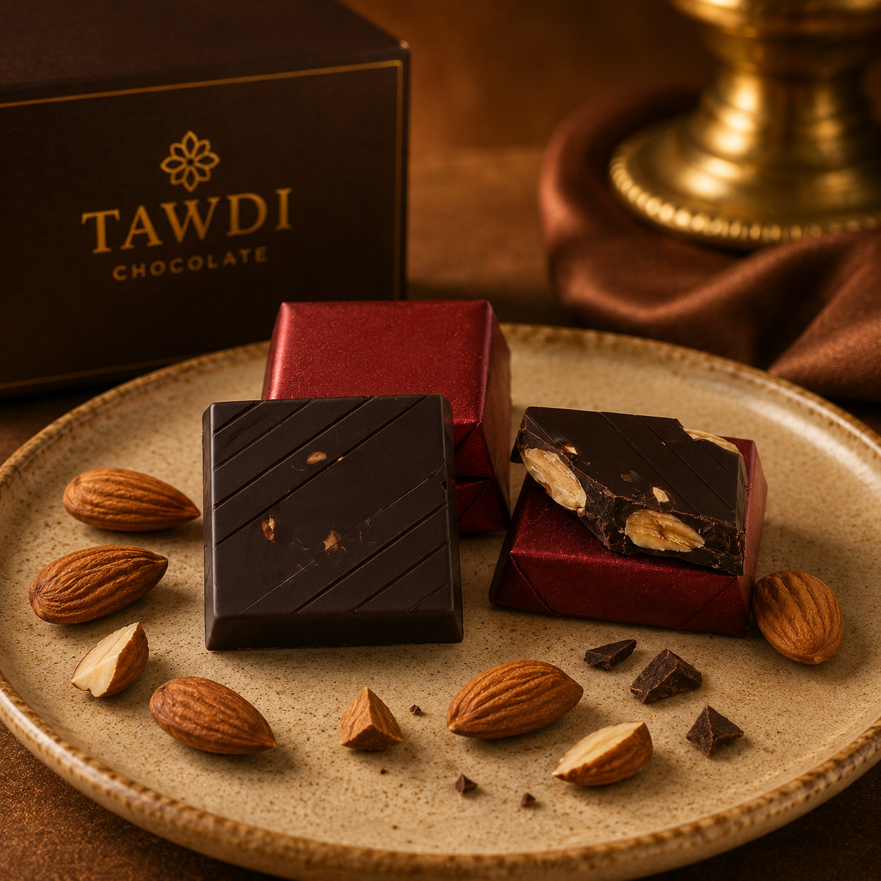 TAWDI Dark Chocolate Almond Piece – Stuffed, artisan nut piece, Anaheim CA