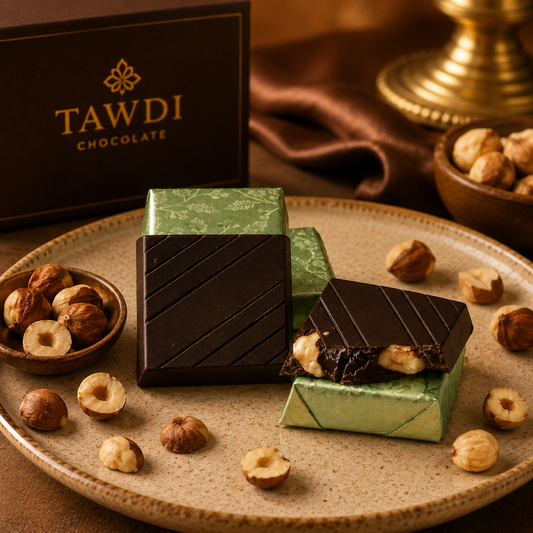 TAWDI Dark Chocolate Hazelnut Piece – Stuffed, artisan nut piece, Anaheim CA