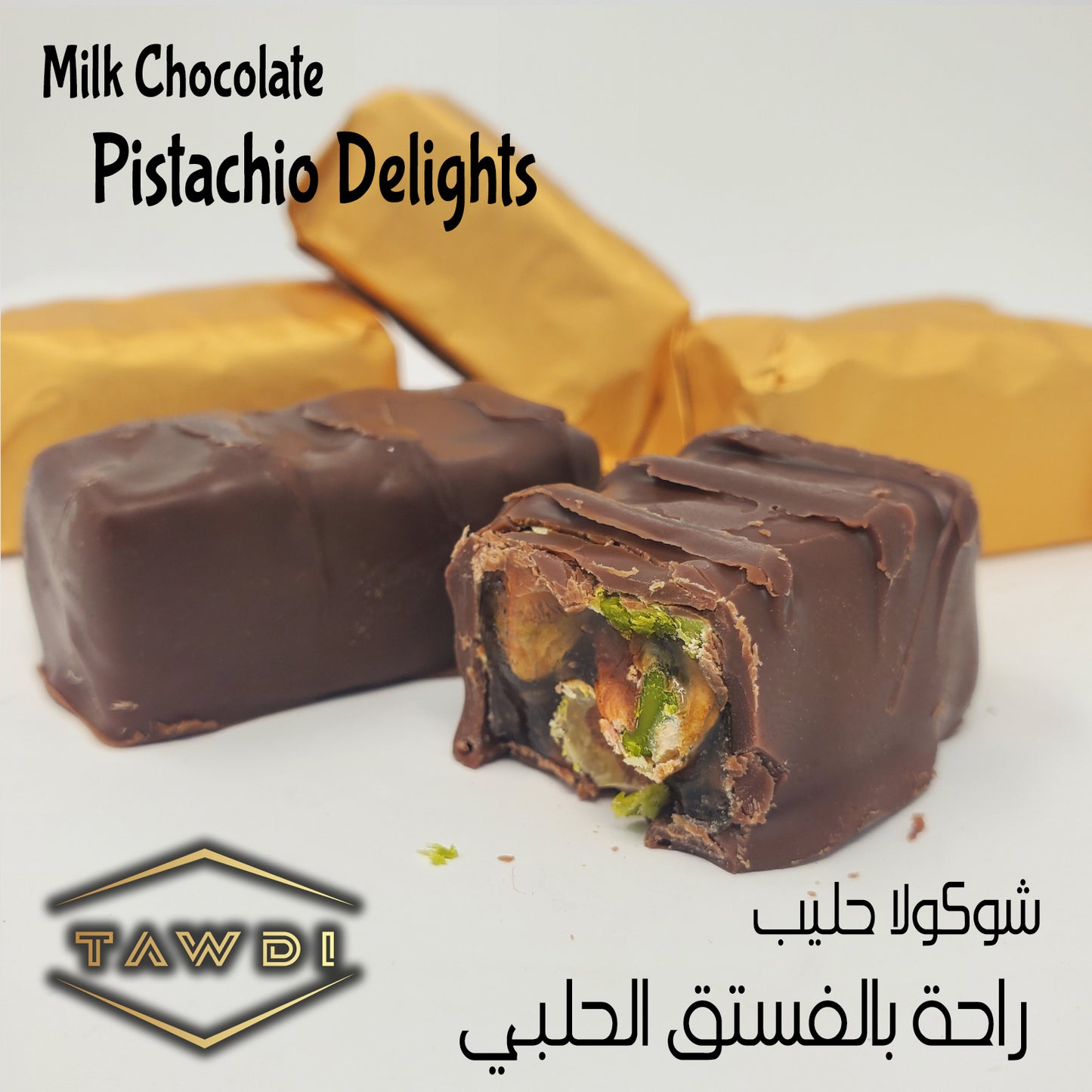 Delights Extra Pistachio - Milk Chocolate, 0.5 lb.