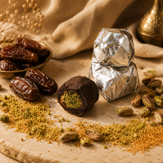 TAWDI Dubai Chocolate Date Delights – Bitter Dark, Medjool dates with pistachio kunafeh filling, Anaheim CA