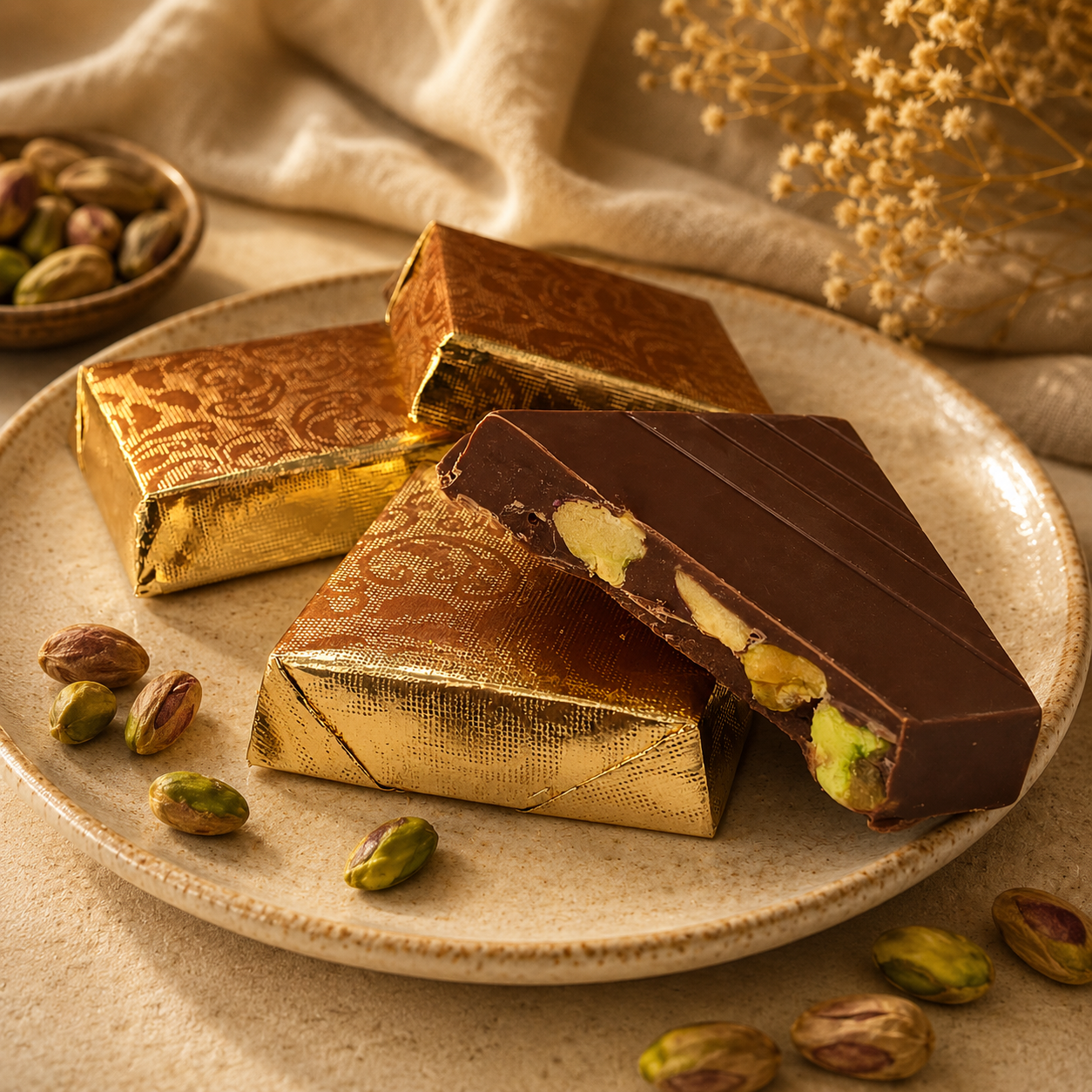 TAWDI Milk Chocolate Pistachio Piece – Stuffed, artisan nut piece, Anaheim CA