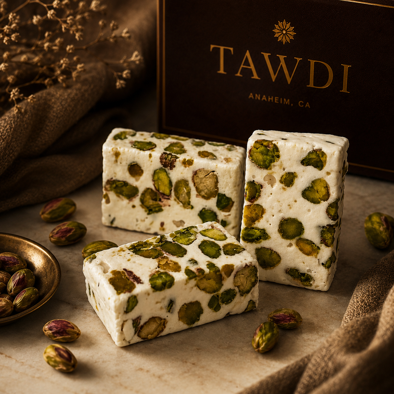 TAWDI Extra Pistachio Nougat Deluxe, 1 lb – traditional Middle Eastern nougat confection, Anaheim CA