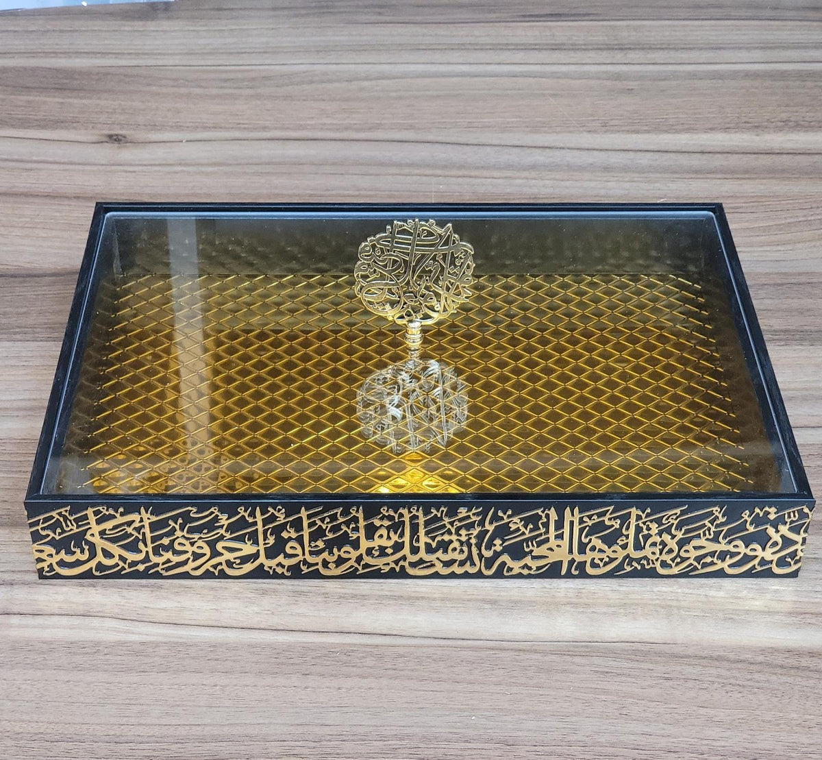 Arabic Letters Serving Tray with Acrylic Cover